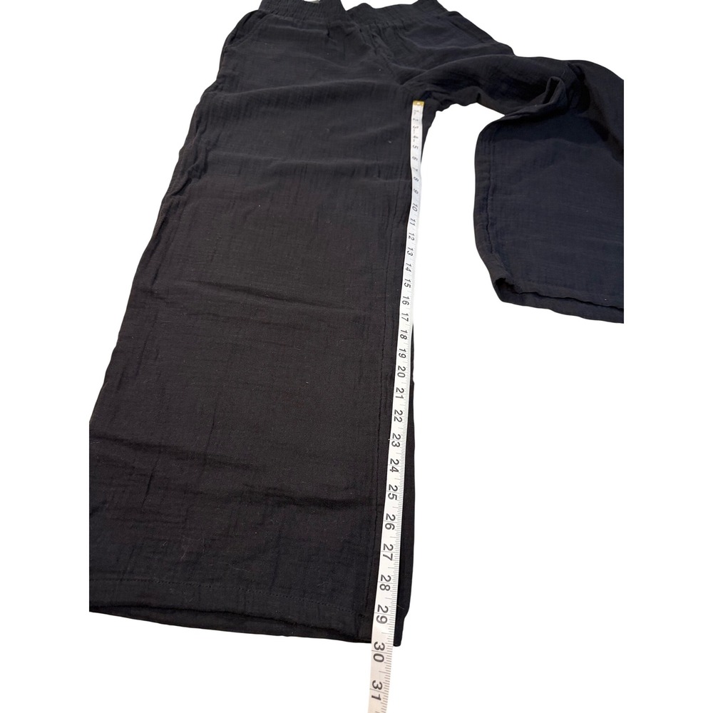 DKNY Black Gauze Wide Leg Cropped Pants Women's Size XL Elastic Waist - Picture 7 of 10